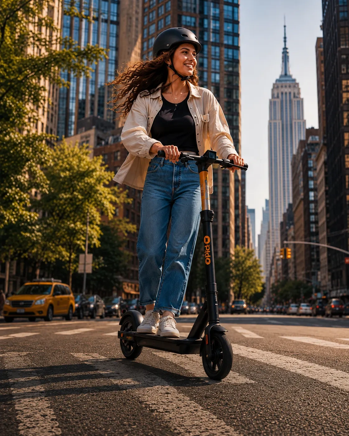 Rider on an iPakket e-scooter navigating urban transit