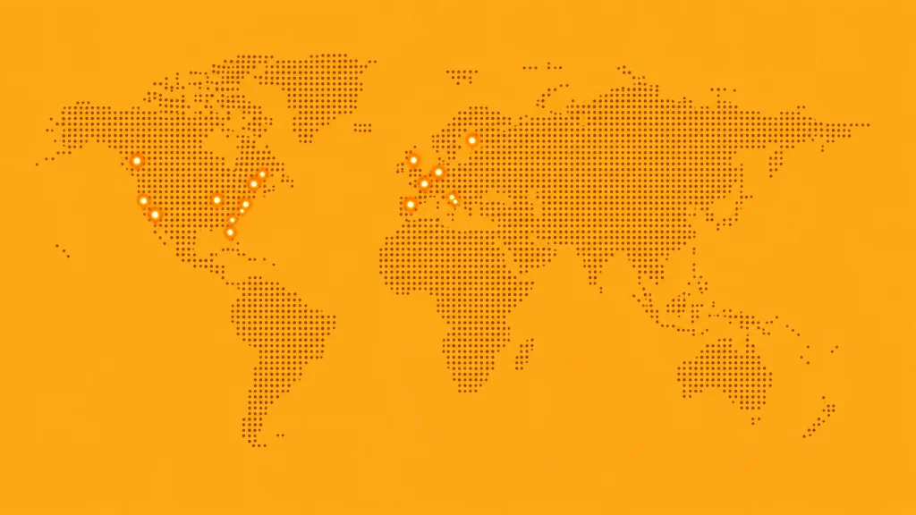 World map showing Ride active service hubs across the United States and Europe